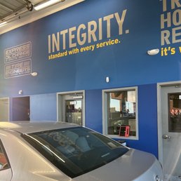 Inside the car repair bays Inside the car repair bays