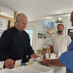 Blue Spruce Chocolates - Mark Joyce (chocolatier, owner) at sample bar