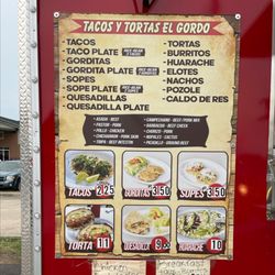Tacos y Tortas El Gordo - Menu
