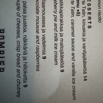 Pompier - Menu - Scandinavian Near Me - Helsinki, 18