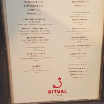 Ritual Coffee Roasters - Menu - Coffee & Tea Near Me - Napa, California