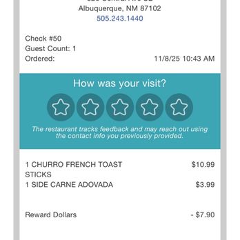 The Range Cafe - receipt - New Mexican Cuisine Near Me - Albuquerque, New Mexico