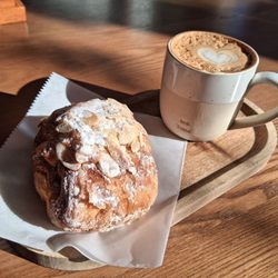 Ngatso Cafe - Almond croissant and cortado