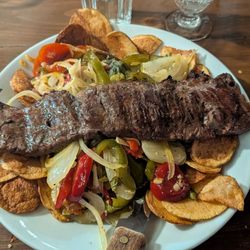 Nailing it again! Skirt steak over sliced potatoes