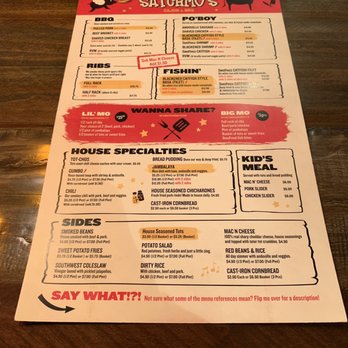 Satchmo's - Menu (Oct 2018) - Cajun/Creole Near Me - Flagstaff, Arizona