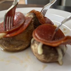 Shibuya's Catering - Appetizer: Motzarella stuffed mushrooms topped with pepperoni - baked!! Yum!