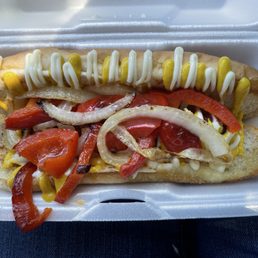 Mexican hot dog, delicious. Mexican hot dog, delicious.