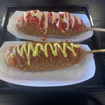 88 Pocha - 1. Half cheddar & half hot dog 7. Hot cheetos hot dog - Korean Near Me - Gardena, California