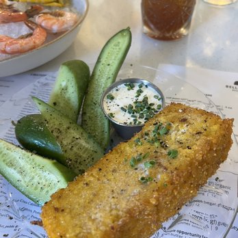 Bellflower - Fried Michigan grit cake - organic grits, good neighbor farm cucumbers, ranch - New American Near Me - Ypsilanti, Michigan
