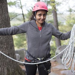 Devils Lake Climbing Guides - Anchors student demonstrating some very fine coiling work.