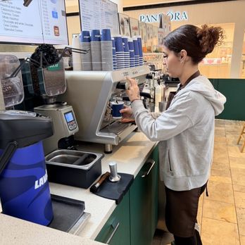 Coffee mood - Zabetly running the espresso through the machine. Use Lavazz Coffee here. - Coffee & Tea Near Me - Jacksonville, Florida