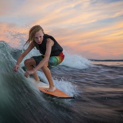 Bakes Marine - Our son getting the last surf of the day.