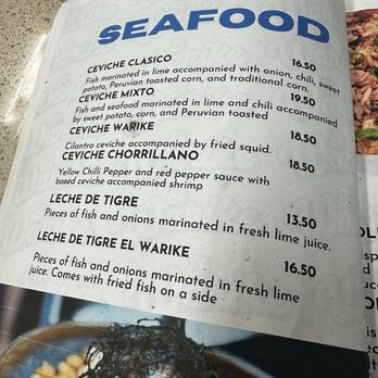 El Warike De Juan Diego - Seafood menu - Peruvian Near Me - Manassas, Virginia El Warike De Juan Diego - Seafood menu - Peruvian Near Me - Manassas, Virginia