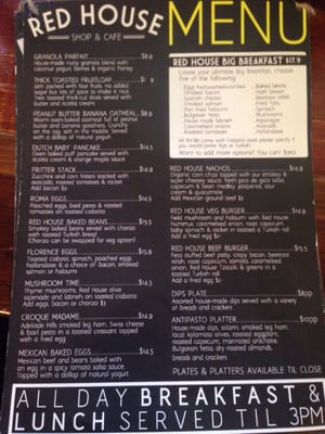 Menu photo 2 Red House Shop and Cafe North Adelaide, SA