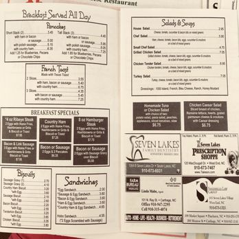 GreeneBow's - a menu for a restaurant - Southern Near Me - Seven Lakes, North Carolina
