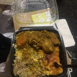 Curry Chicken on rice , Mac n Cheese and Cabbage Curry Chicken on rice , Mac n Cheese and Cabbage