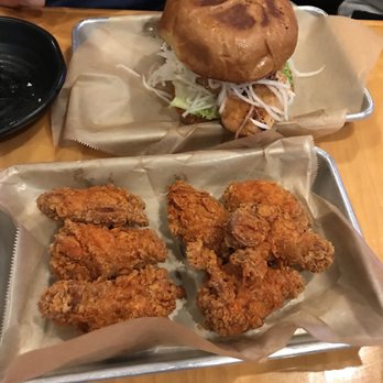 Bunker21 - Grilled chicken sandwich and an order of wings - Korean Near Me - Artesia, California