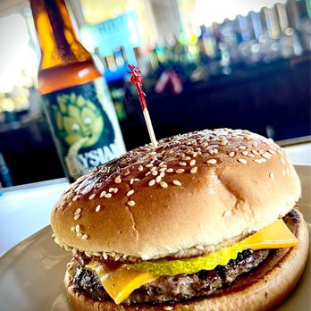 The 19th Hole Restaurant - Uriels simple burger con melted queso with grilled onions and pickles. - Breakfast & Brunch Near Me - Sylmar, California The 19th Hole Restaurant - Uriels simple burger con melted queso with grilled onions and pickles. - Breakfast & Brunch Near Me - Sylmar, California