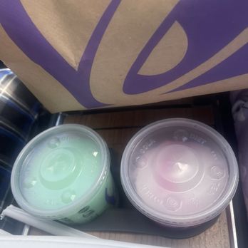 Taco Bell - The happy hour drinks can fit into the car's cup holders. The MTN DEW Baja Blast Freeze and the Dragonfruit Freeze. - Fast Food Near Me - Brentwood, California Taco Bell - The happy hour drinks can fit into the car's cup holders. The MTN DEW Baja Blast Freeze and the Dragonfruit Freeze. - Fast Food Near Me - Brentwood, California