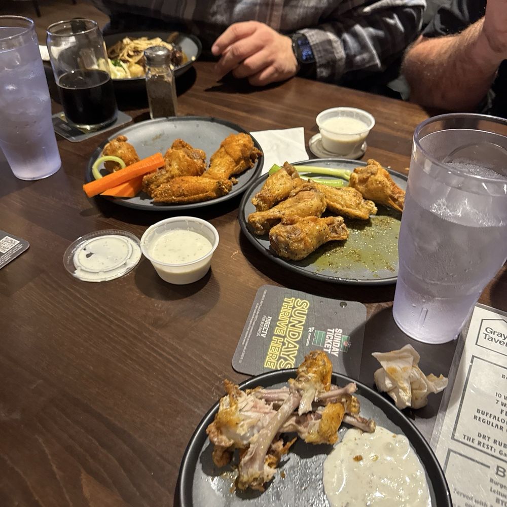 Gray's Tavern - Cajun wings left and lemon pepper on the right. Crispy and delicious wings! - Sports Bars Near Me - Turlock, California Gray's Tavern - Cajun wings left and lemon pepper on the right. Crispy and delicious wings! - Sports Bars Near Me - Turlock, California