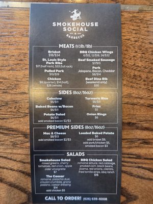 Menu photo 2 Smokehouse Social Barbecue Pasadena, CA Menu photo 2 Smokehouse Social Barbecue Pasadena, CA