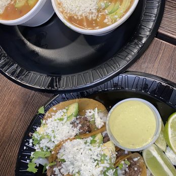 Taco Blvd - Mini asada tacos and frijoles with carne queso fresco and avacado - Tacos Near Me - San Antonio, Texas