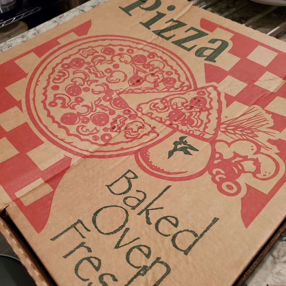 Large Meatzza Pizza with crushed box Large Meatzza Pizza with crushed box