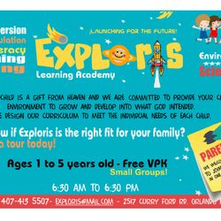 Exploris Learning Academy - Currently enrolling for 2018 school year! New families get 50% off enrollment fee if registered by July 27, 2018!