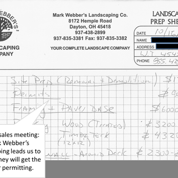 Mark Webber's Landscaping Company - In a pre-sales meeting we were told that Mark Webber's Landscaping would obtain permits as required - but they did not do this! - Landscaping Near Me - West Chester, Ohio