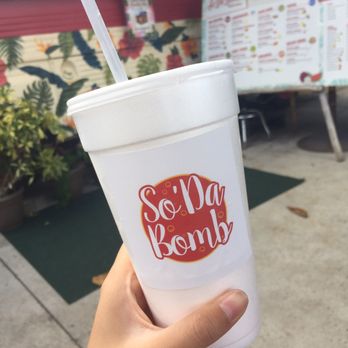 Sodabomb - size: small kine // mix: 7-Up, guava, fresh lime, coconut (basically, Sodalicious' Castaway) - Juice Bars & Smoothies Near Me - Laie, Hawaii