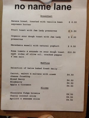 Menu photo 2 No Name Lane Broadbeach, QLD