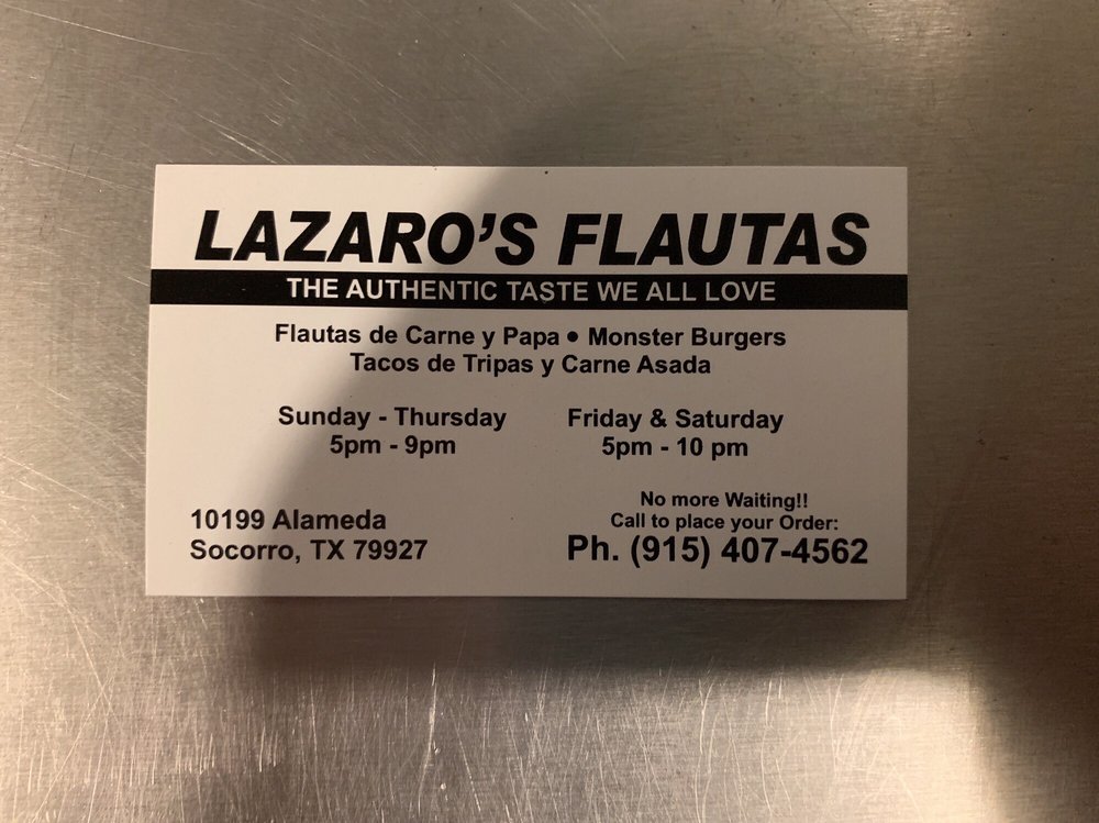 LAZAROS FLAUTAS Updated June 2024 10199 Alameda Ave, Socorro, Texas Tacos Restaurant