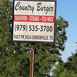 Country Burger - Sign at road at intersection of CR132 and PR3024