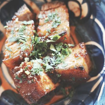 Felina - Pressed Pork Belly. Tender inside with a beautifully crisp, caramelized exterior. The chipotle flavor was smoky & robust. - Pizza Near Me - Fort Worth, Texas