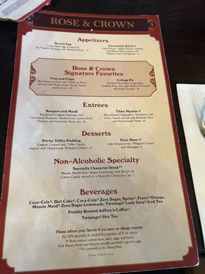 Menu photo 2 Rose & Crown Dining Room Lake Buena Vista, FL