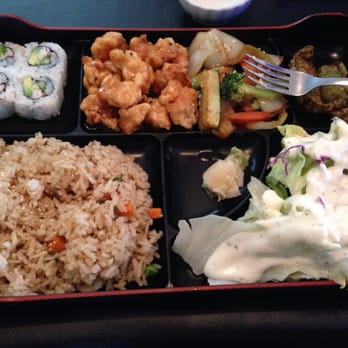 Little Tokyo - Sesame chicken lunch box with fried rice & vegetable dumplings! - Japanese Near Me - High Point, North Carolina Little Tokyo - Sesame chicken lunch box with fried rice & vegetable dumplings! - Japanese Near Me - High Point, North Carolina