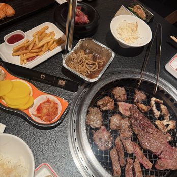 Chubby Cattle BBQ - Truffle Fries, enoki mushrooms w beef, calamari, sushi Salmon Sushi 2Pcs - Barbeque Near Me - Irvine, California Chubby Cattle BBQ - Truffle Fries, enoki mushrooms w beef, calamari, sushi Salmon Sushi 2Pcs - Barbeque Near Me - Irvine, California