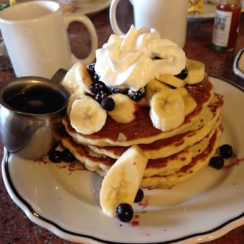 Main Street Cafe - blueberry banana pancakes! Soooo good! - Breakfast & Brunch Near Me - Fallbrook, California