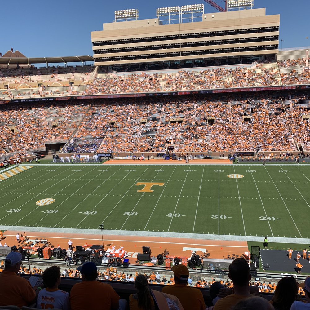 Football field from the Tennessee Terrace section 3, row E, seat 9.