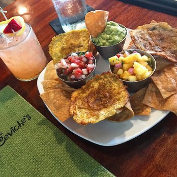 Ceviche's - Salsa trio- mango salsa, pico and guac. Fresh and delicious! Also a tasty seasonal berry mojito. - Seafood Near Me - Wilmington, North Carolina