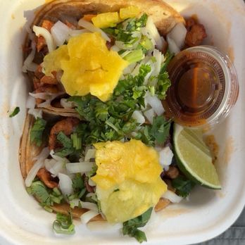 Tacos El Gordo - Al Pastor Tacos with cheese - Food Trucks Near Me - Sparks, Nevada Tacos El Gordo - Al Pastor Tacos with cheese - Food Trucks Near Me - Sparks, Nevada