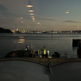 The Bungalow Kitchen - Just after sunset view from upstairs window table. - New American Near Me - Tiburon, California