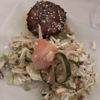 Wine Cellar Restaurant - 1 of 2 Crispy Crab Cakes- I ate one and remembered to take a pix hee - New American Near Me - Los Gatos, California Wine Cellar Restaurant - 1 of 2 Crispy Crab Cakes- I ate one and remembered to take a pix hee - New American Near Me - Los Gatos, California