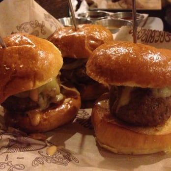 Bareburger - Forest Hills - 3 Bare Sliders (colby, garlic drill pickle chips, sweet apple grilled onions, special sauce) - Burgers Near Me - Forest Hills, New York