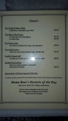 Menu photo 3 Bear's Steakhouse Duanesburg, NY