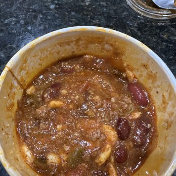 Culver's - Bottom half of my chili. Visible crackers that were provided separately and I crushed in. - Fast Food Near Me - Mooresville, North Carolina