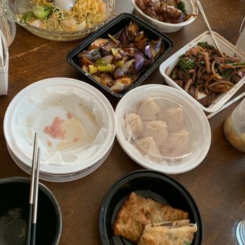 Little Dumpling - Seafood Pan Fried Noodle  Eggplant Beef sacha  Beef Scallion Pancake  Steamed Pork Soup Dumpling with Crab - Taiwanese Near Me - Little Neck, New York