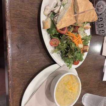 Boudin SF - Toasted chicken club with side salad and cup of broccoli soup. - Bakeries Near Me - Irvine, California