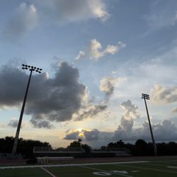 Soccer field sunset