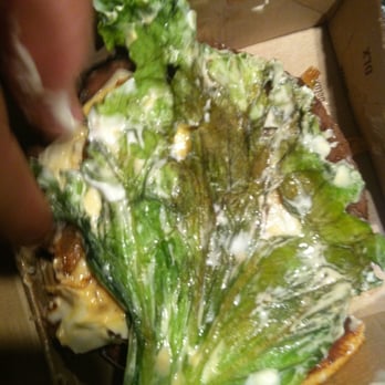 McDonald's - The box says Crisp Green Leaf Lettuce.  It should say, limp black rotten lettuce!  Beware, inspect between the buns! - Fast Food Near Me - Calimesa, California